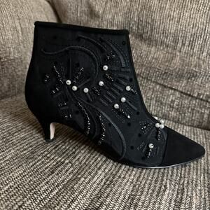 Sam Edelman Black Ankle Boots with Beaded Design